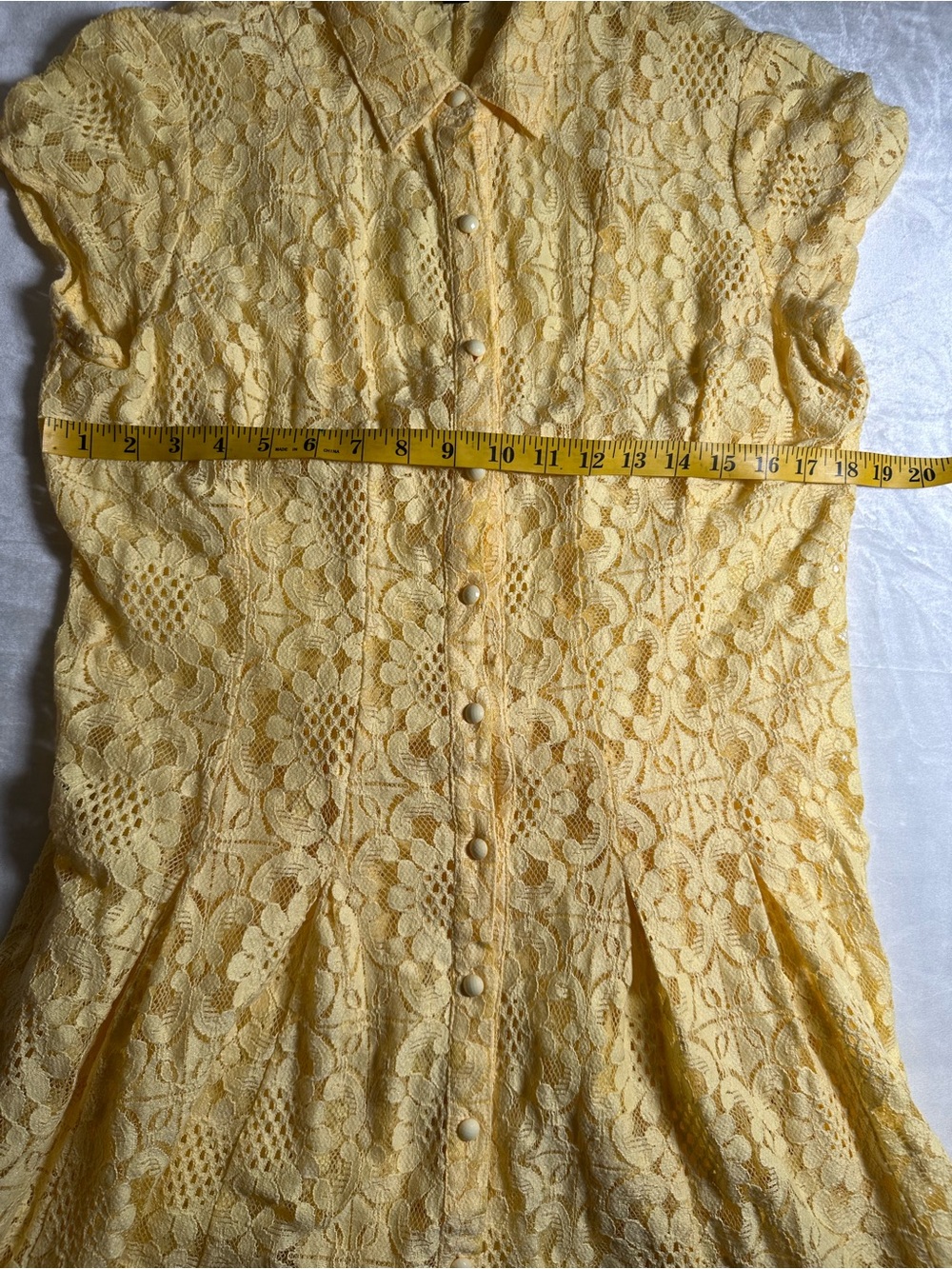 Ronni Nicole pastel yellow floral lace shirt dress size 12 - Picture 4 of 6
